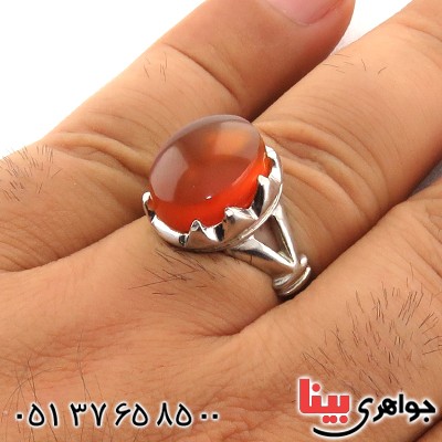 انگشتر عقیق یمنی مردانه منقش دامله _کد:13067