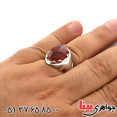 انگشتر عقیق یمنی مردانه منقش درشت _کد:13068