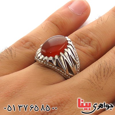 انگشتر عقیق یمنی مردانه خوش طبع سنگین _کد:13072