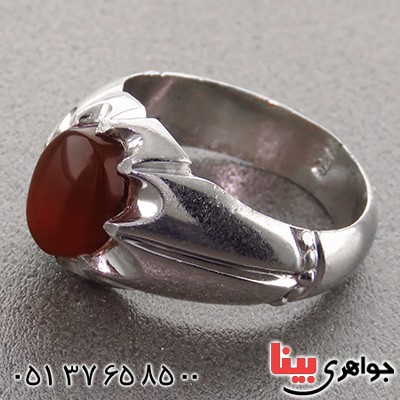 انگشتر عقیق یمنی مردانه خوشرنگ سنگین _کد:13077
