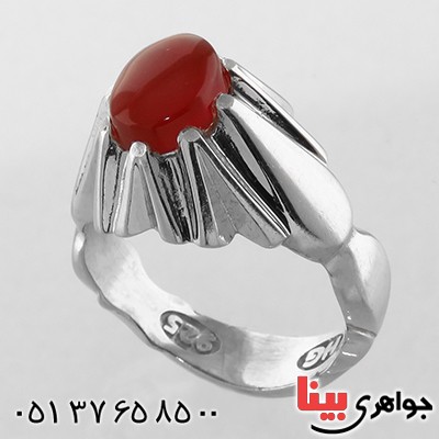 انگشتر عقیق یمنی خوشرنگ تک مردانه _کد:13079