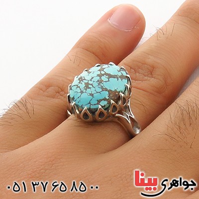 انگشتر فیروزه نیشابوری شجری مردانه _کد:13082
