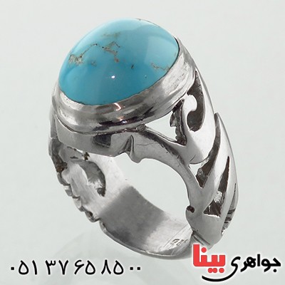 انگشتر فیروزه نیشابوری عجمی درشت مدل یا علی _کد:1799