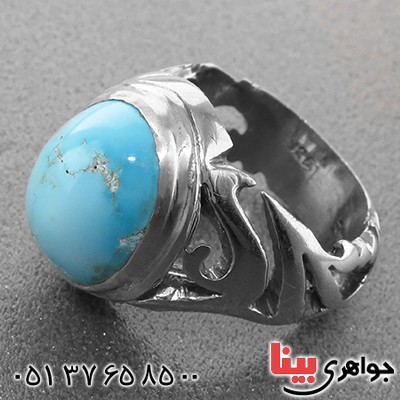 انگشتر فیروزه نیشابوری عجمی درشت مدل یا علی _کد:1799