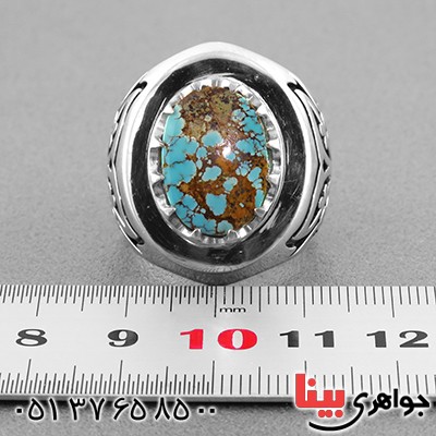 انگشتر فیروزه نیشابوری مردانه درشت مدل سلجوقی طرح سردار _کد:1800
