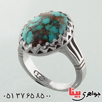 انگشتر فیروزه نیشابوری شجری درشت مردانه _کد:13094