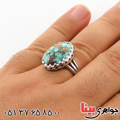 انگشتر فیروزه نیشابوری شجری درشت مردانه _کد:13094