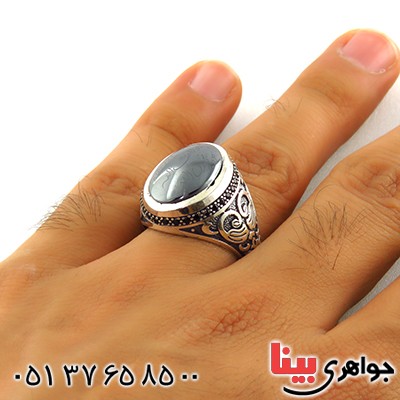 انگشتر حدید صینی هفت جلاله مردانه درشت میکروستینگ اسلیمی _کد:13096