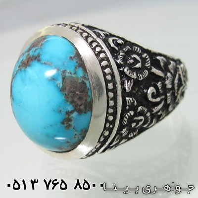 انگشتر فیروزه نیشابوری سیاه قلم درشت
