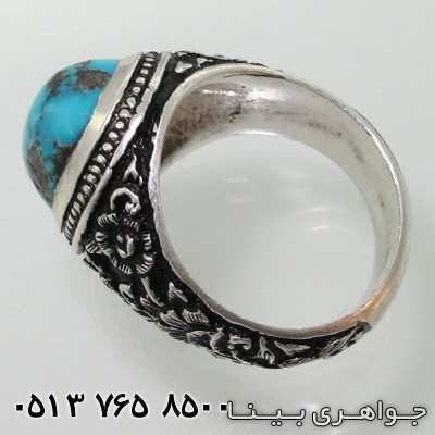 انگشتر فیروزه نیشابوری سیاه قلم درشت