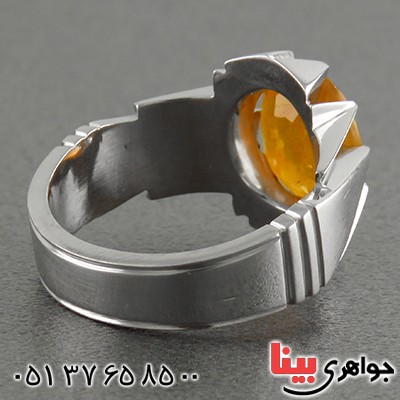 انگشتر یاقوت زرد مردانه فاخر زلال اشرافی (با شناسنامه بین المللی دیجیتال)_کد:1806