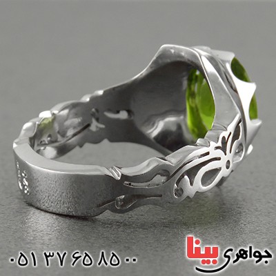 انگشتر زبرجد زلال مردانه اسلیمی فاخر (با شناسنامه بین المللی دیجیتال) _کد:1807