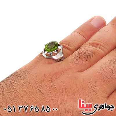 انگشتر زبرجد زلال مردانه اسلیمی فاخر (با شناسنامه بین المللی دیجیتال) _کد:1807
