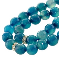 تسبیح عقیق آبی 33 دانه ای درشت تراش دار 