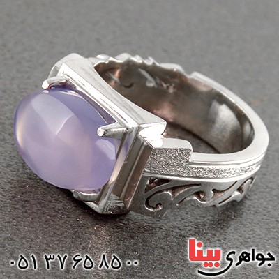 انگشتر عقیق یمنی کبود ناب مردانه اسلیمی فاخر _کد:1810