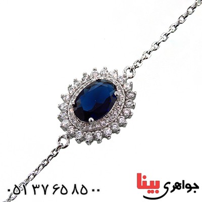 دستبند یاقوت کبود سوارسکی زنانه رودیوم مدل شیوا _کد:13124