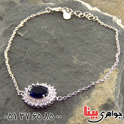 دستبند یاقوت کبود سوارسکی زنانه رودیوم مدل شیوا _کد:13124