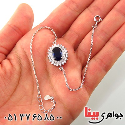 دستبند یاقوت کبود سوارسکی زنانه رودیوم مدل شیوا _کد:13124