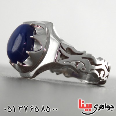 انگشتر یاقوت کبود استار مردانه تک فاخر (با شناسنامه بین المللی دیجیتال)_کد:1814