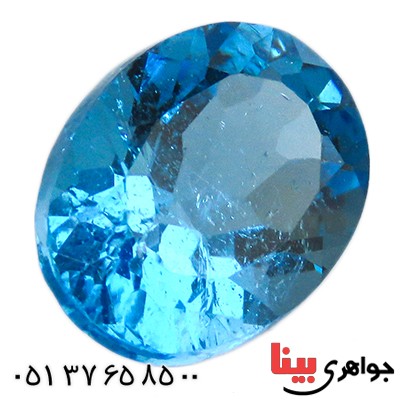 نگین انگشتر توپاز آبی تک زلال و خوشرنگ _کد:13133