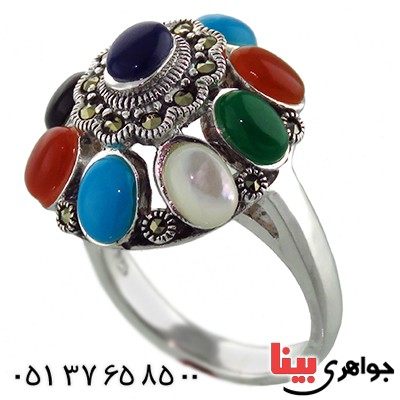 انگشتر حدید مارکازیت رنگین کمان درجه یک _کد:13137