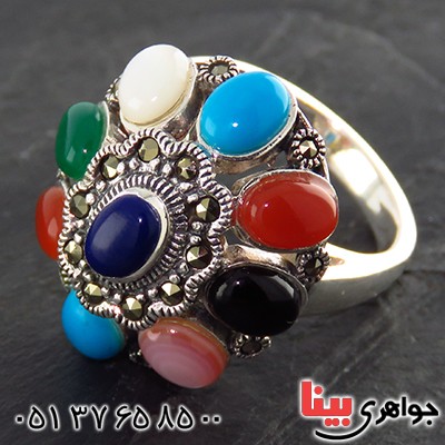 انگشتر حدید مارکازیت رنگین کمان درجه یک _کد:13137