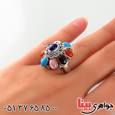 انگشتر حدید مارکازیت رنگین کمان درجه یک _کد:13137