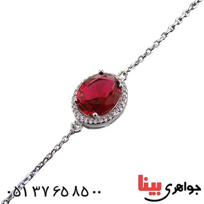 دستبند یاقوت سرخ سوارسکی زنانه رودیوم مدل مهرسا _کد:13143