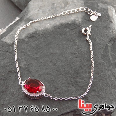 دستبند یاقوت سرخ سوارسکی زنانه رودیوم مدل مهرسا _کد:13143