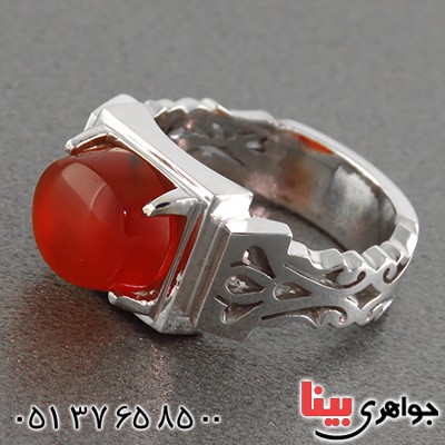 انگشتر عقیق یمنی ناب اسلیمی مردانه فاخر (با شناسنامه بین المللی دیجیتال)_کد:1816