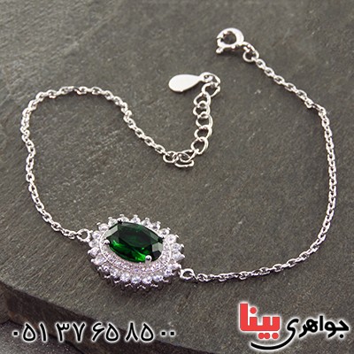 دستبند زمرد سوارسکی زنانه رودیوم مدل مهتا _کد:13159