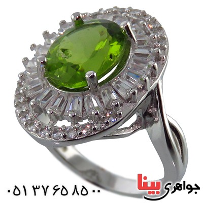 انگشتر زبرجد زنانه درشت رودیوم مدل نینا _کد:13166
