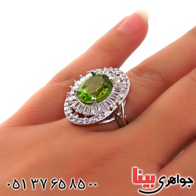 انگشتر زبرجد زنانه درشت رودیوم مدل نینا _کد:13166