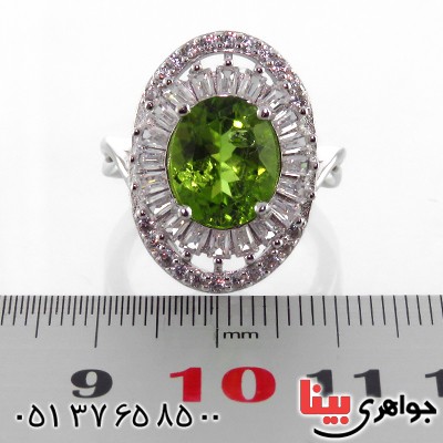 انگشتر زبرجد زنانه درشت رودیوم مدل نینا _کد:13166