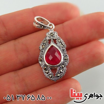 گردنبند یاقوت سرخ آلمانی تراشدار عالی زنانه _کد:13170