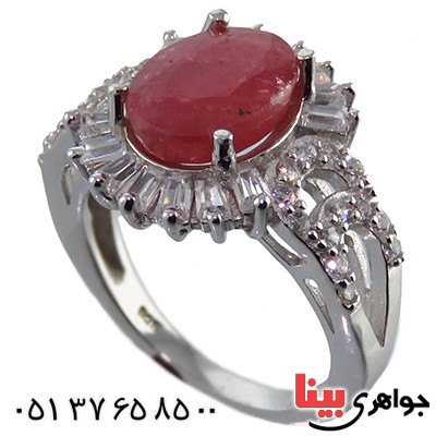 انگشتر یاقوت سرخ زنانه رودیوم مدل هیلدا _کد:13198