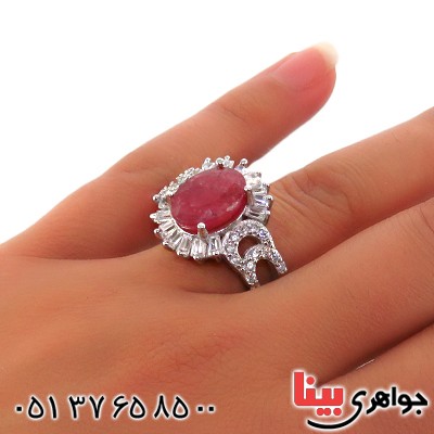 انگشتر یاقوت سرخ زنانه رودیوم مدل هیلدا _کد:13198