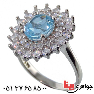 انگشتر توپاز زنانه رودیوم مدل نینا _کد:13206