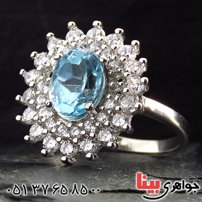 انگشتر توپاز زنانه رودیوم مدل نینا _کد:13206