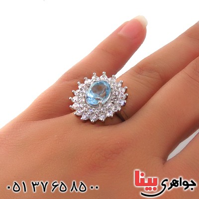 انگشتر توپاز زنانه رودیوم مدل نینا _کد:13206