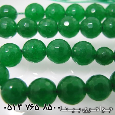 تسبیح جید سبز 33 دانه ای تراش دار