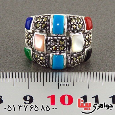 انگشتر حدید مارکازیت درشت درجه یک رنگین کمان _کد:13212