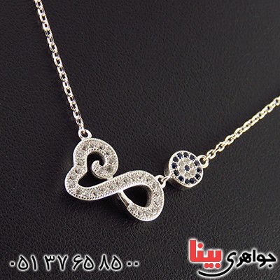 سینه ریز نقره رودیوم زنانه طرح قلب بی نهایت _کد:13221