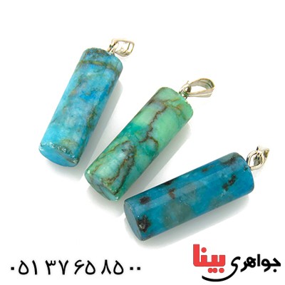گردنبند فیروزه هیمالیا تراش استوانه ای _کد:13237