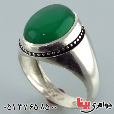 انگشتر عقیق سبز علوی مردانه فیلی _کد:13246