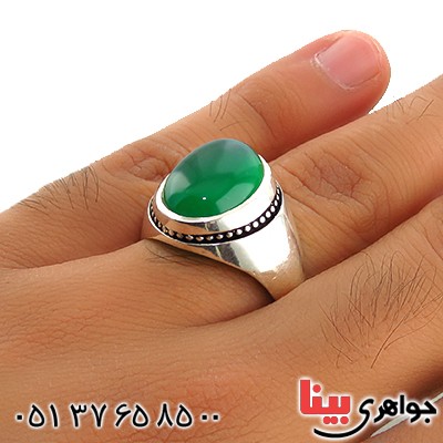 انگشتر عقیق سبز علوی مردانه فیلی _کد:13246