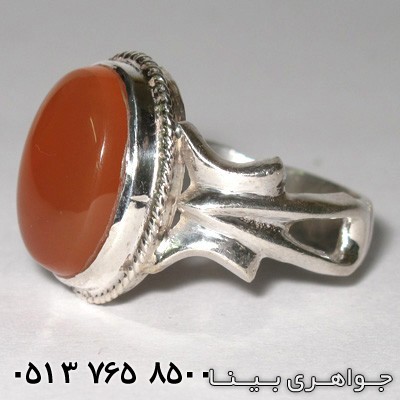 انگشتر عقیق زرد شرف الشمس یمنی کنار اشک