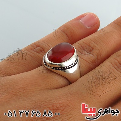 انگشتر عقیق قرمز مردانه فیلی مدل بزرگان _کد:13265