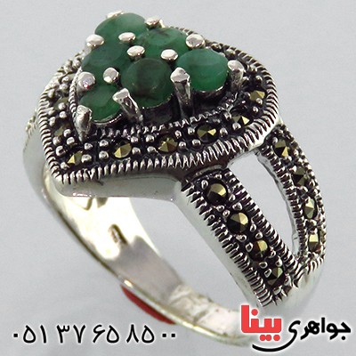 انگشتر زمرد درجه یک زنانه درشت مدل قلب فاخر_کد:13273