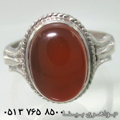 انگشتر عقیق زرد شرف الشمس یمنی دور پیچ بیضی